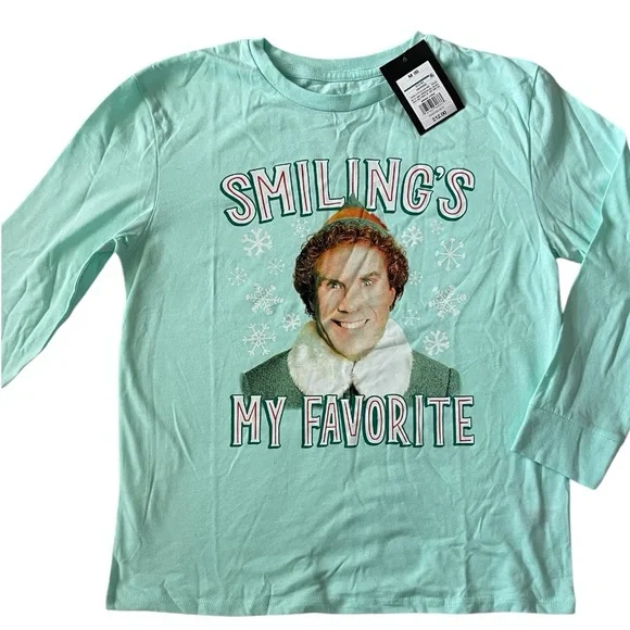 **BRAND NWT** Kids Novelty Christmas Wear Buddy The Elf Long Sleeve Tee size 8 - Picture 1 of 7